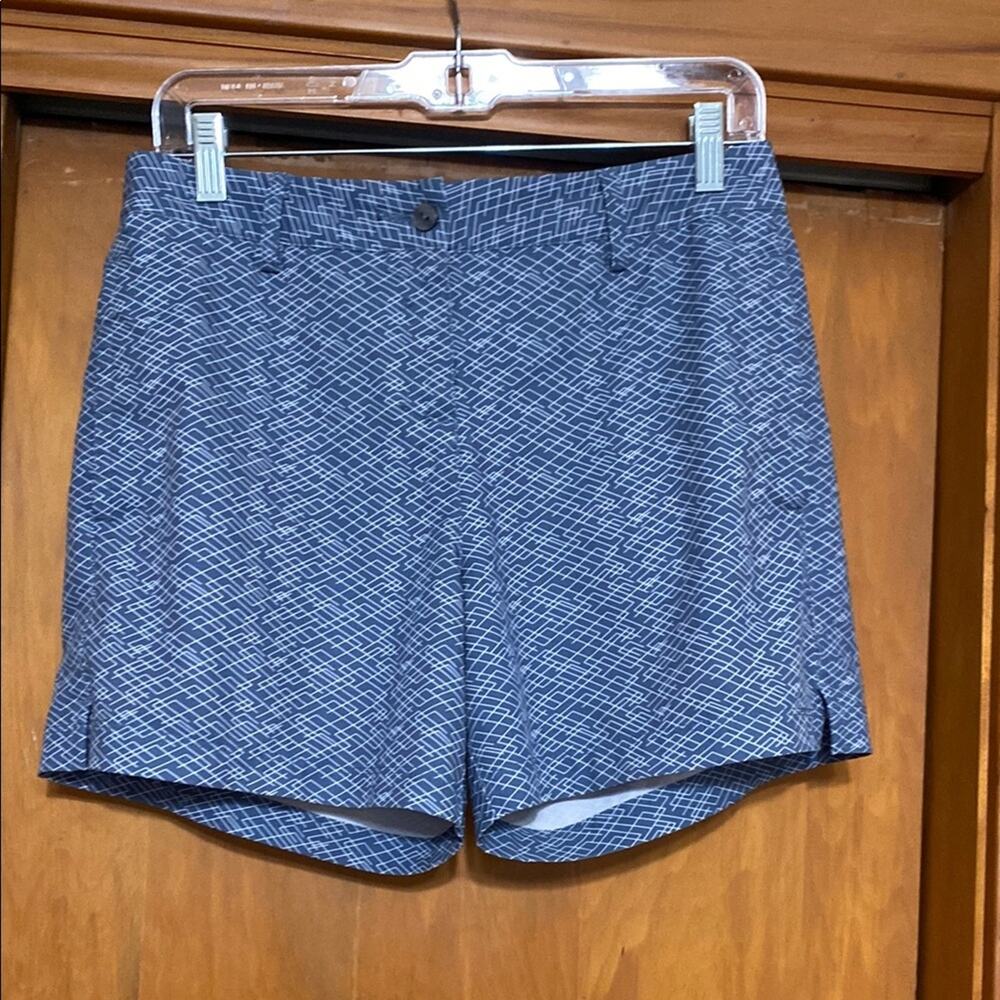 Puma Blue White Abstract Pattern Athletic Shorts Button Zip Pockets - 4